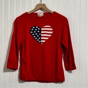 NWT 10/12 women’s Faded Glory Red 3/4 Sleeve Sweater with American 🇺🇸 Heart